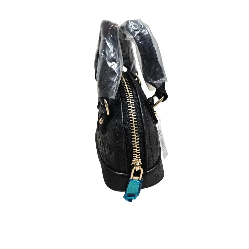 Mini Satchel Women Small Black Woven Dome Crossbody Purse Chain Strap